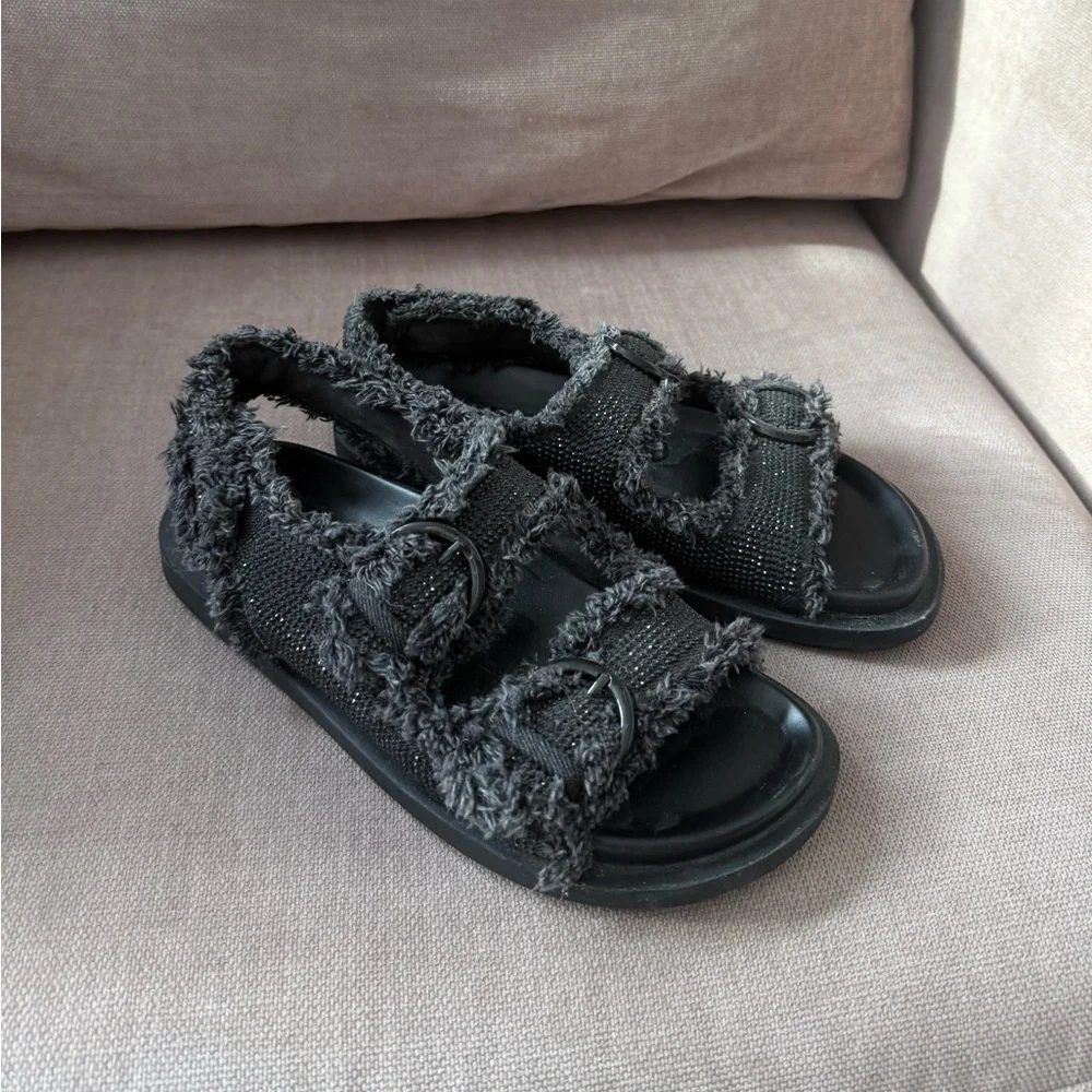 Zara Black Dad Sandals with Rhinestones – Size 39 - Picture 11 of 11